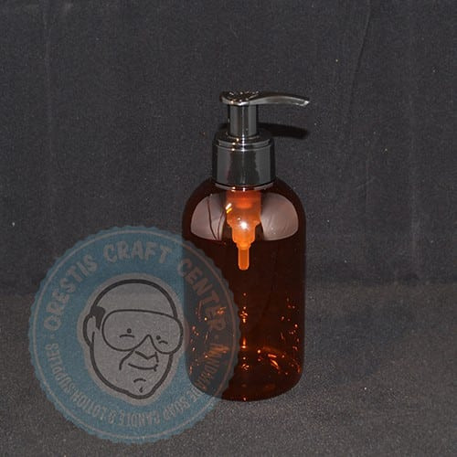 Μπουκάλι πλαστικό 250 ml καραμελέ με μαύρη αντλία