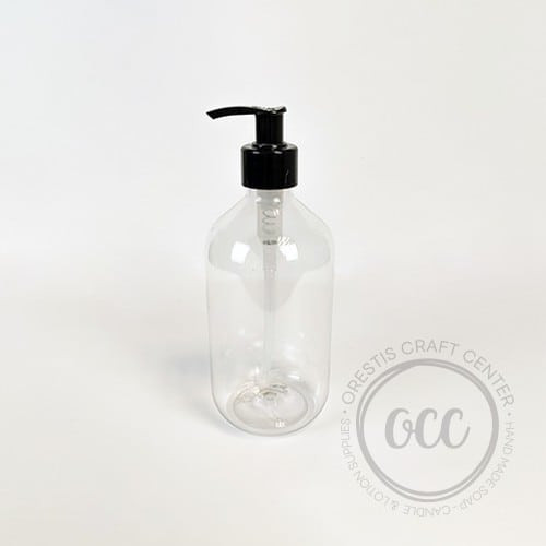 Φιάλη PET Διάφανη με μαύρη αντλία 500 ml