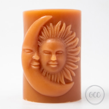 Log with sun and moon
