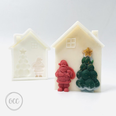 House with tree and Santa