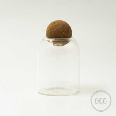 Glass container with round...